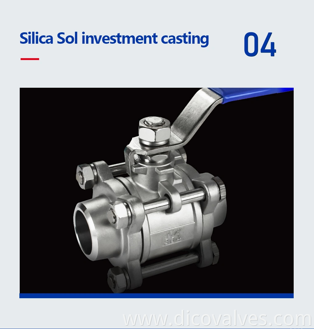 Dico Wenzhou Valve Manufacturer Butt Weld Stainless Steel 3PC Floating Ball Valve